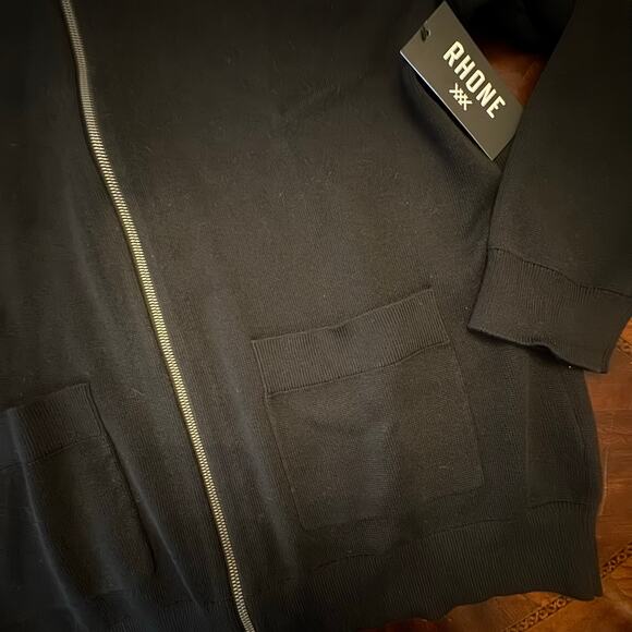 NEW w/tags Rhône Men’s Navigator Knit Bomber Large Black Full Zip Jacket Sweater - Picture 6 of 11